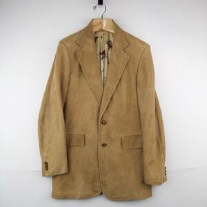 70's Vtg M.S. McClellan Mens 36 Leather Suede Sport Coat Jacket Camel Tan *Read